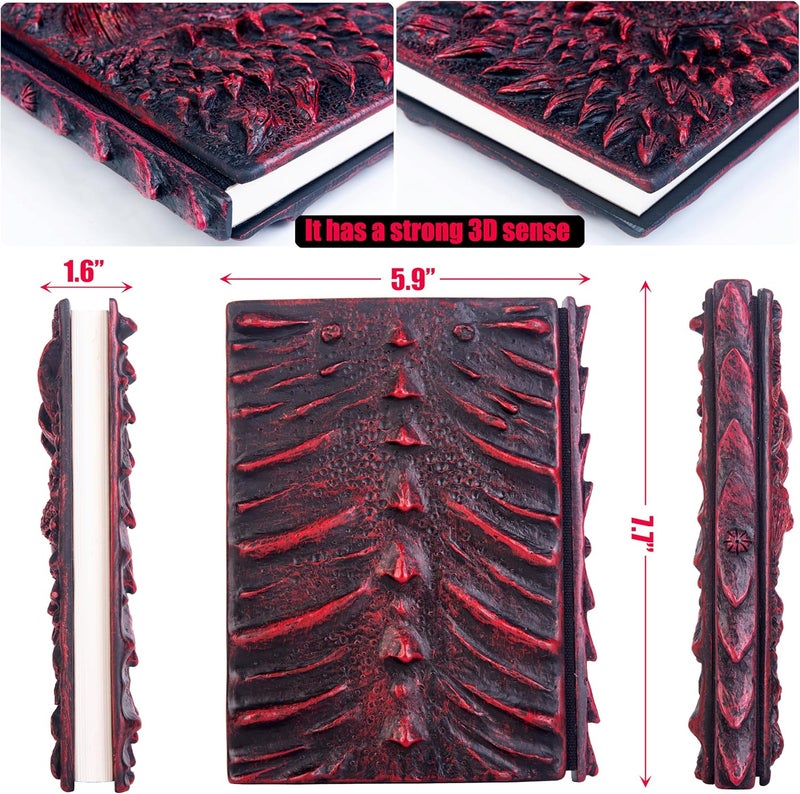 LZlightactor 3D Dragon Eye Embossed Journal,Resin Engraving Notebook,Dnd notebook for Dragon Lovers ，Blank Paper,Hardcover Travel Notepad for Writing,Sketchbook,Collection,Gift,Decoration A4 and A5 Size (A5-Red-Lined) - Image 2